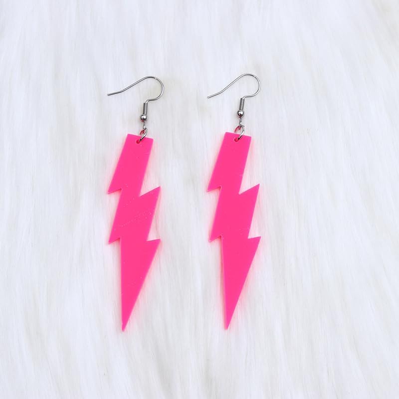 Modpide 80s Neon Earrings Hollow Lightning Bolt Halloween Punk Retro Earrings for Women 80's Party Accessories - Image 3